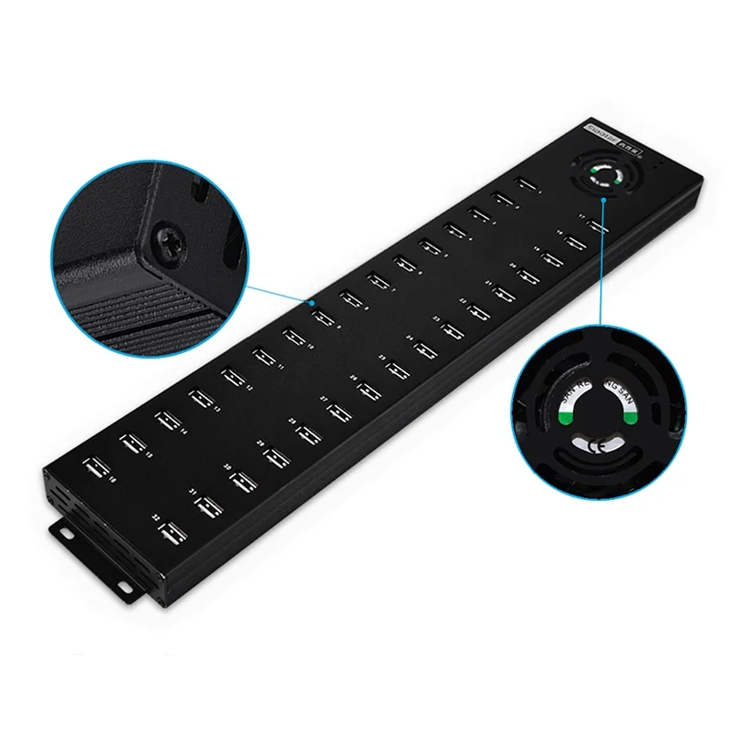 Sipolar Aluminum Rack Mount High speed data syncs and fast charging for phone tablets with 240W powered 32 48 49 50 port usb hub, Black
Sipolar Aluminum Rack Mount High speed data syncs and fast charging for phone tablets with 240W powered 32 48 49 50 port usb hub, Black