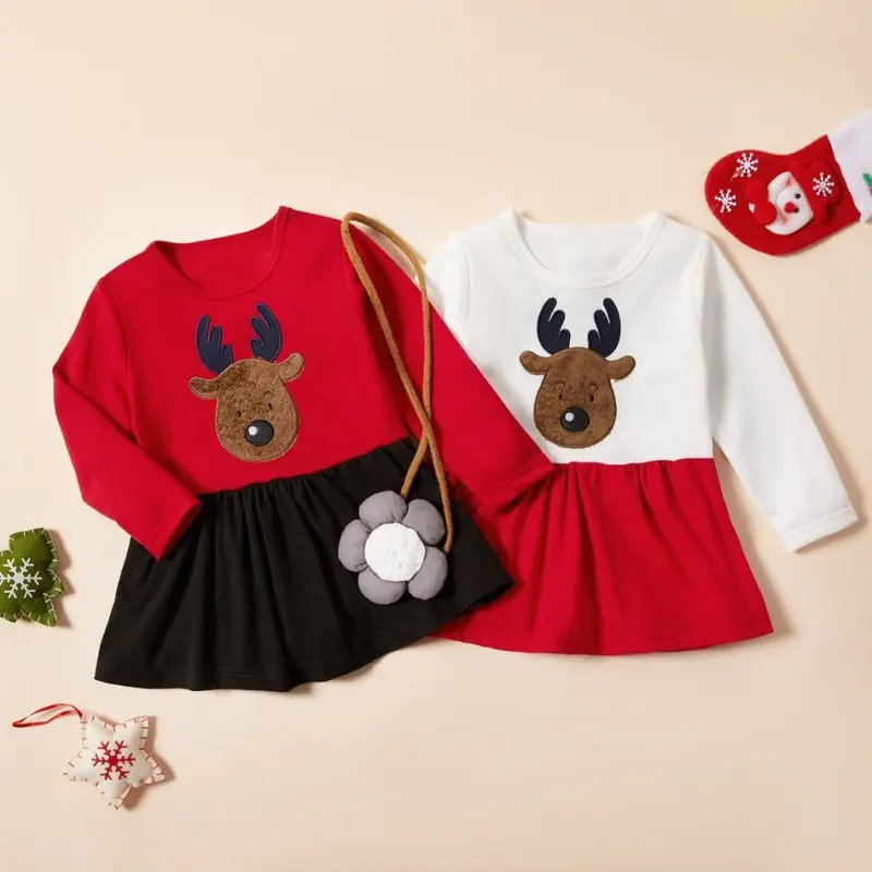High Quality Christmas Deer Embroidery Patchwork A-line Party Princess girl Dress 1 to 6 years Christmas Dress Kids
High Quality Christmas Deer Embroidery Patchwork A-line Party Princess girl Dress 1 to 6 years Christmas Dress Kids