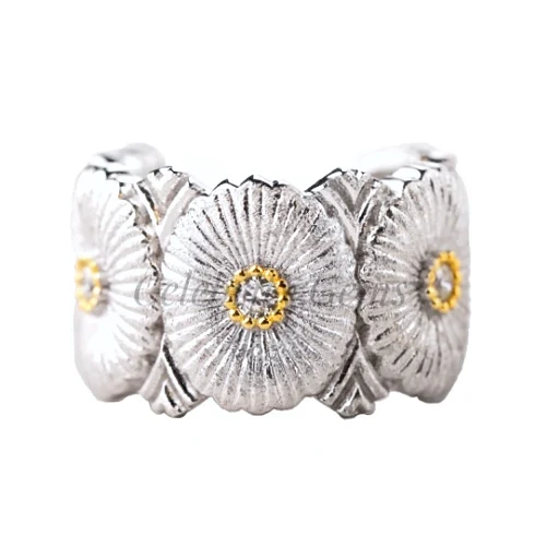 S925 Sterling Silver Fine Jewelry Vintage Palace Luxury Two Tone Italian Style Daisy Open Ring, Gold and silver
S925 Sterling Silver Fine Jewelry Vintage Palace Luxury Two Tone Italian Style Daisy Open Ring, Gold and silver