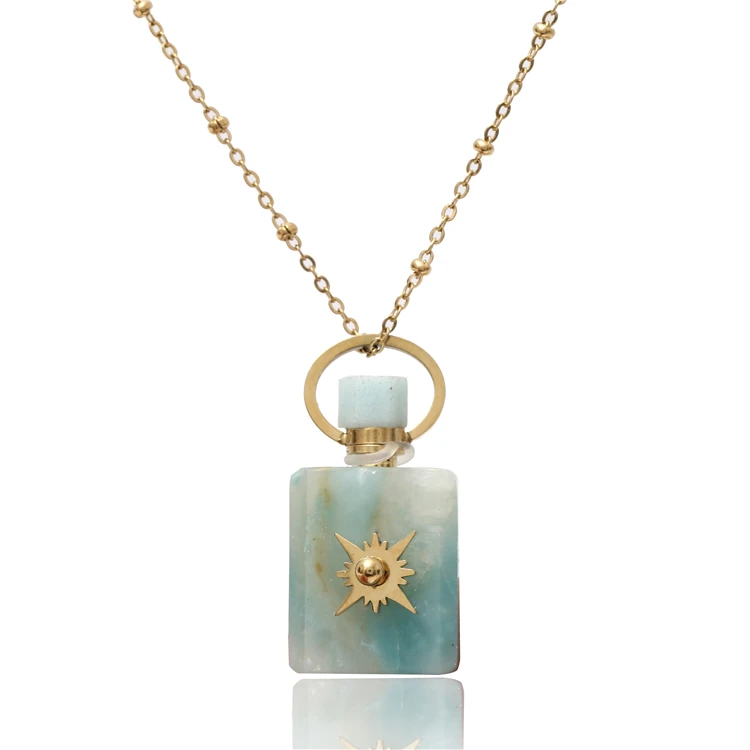 Natural Stone Round Perfume Bottle Pendant Choker Stainless Steel Chain Crystal Aromatherapy Essential Oil Bottle Necklace, Pink green khaki white black
Natural Stone Round Perfume Bottle Pendant Choker Stainless Steel Chain Crystal Aromatherapy Essential Oil Bottle Necklace, Pink green khaki white black