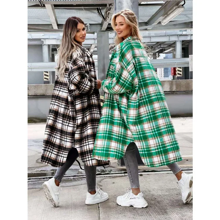 High Quality Autumn Winter Casual Long Sleeved Fashion Print Street Wear Women Plaid Shacket And Coats 2021 Long Coat
High Quality Autumn Winter Casual Long Sleeved Fashion Print Street Wear Women Plaid Shacket And Coats 2021 Long Coat