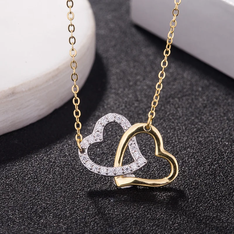 925 Sterling Silver Two Tone 14k Gold Hollow Heart Choker Necklace Double Crystal Heart Necklace for Girlfriend Valentine Gifts
925 Sterling Silver Two Tone 14k Gold Hollow Heart Choker Necklace Double Crystal Heart Necklace for Girlfriend Valentine Gifts