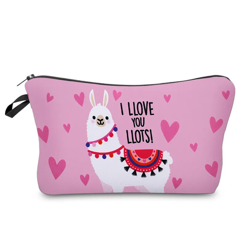 Fashion Polyester Cosmetic Bags Multifunctional Printed Alpaca Storage Bag, As the picture display 
Fashion Polyester Cosmetic Bags Multifunctional Printed Alpaca Storage Bag, As the picture display