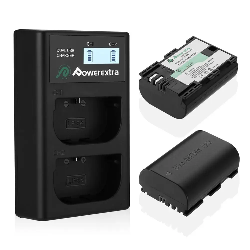 With LED Display Battery Charger Powerextra Li-Ion Camera Battery Replacement For Canon LP-E6 LPE6 LP E6
With LED Display Battery Charger Powerextra Li-Ion Camera Battery Replacement For Canon LP-E6 LPE6 LP E6