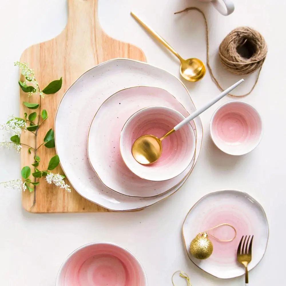 MONAZONE Dream creative design three color 8 pieces Porcelain Dinnerware Sets With Gold Trim Plates Sets
MONAZONE Dream creative design three color 8 pieces Porcelain Dinnerware Sets With Gold Trim Plates Sets