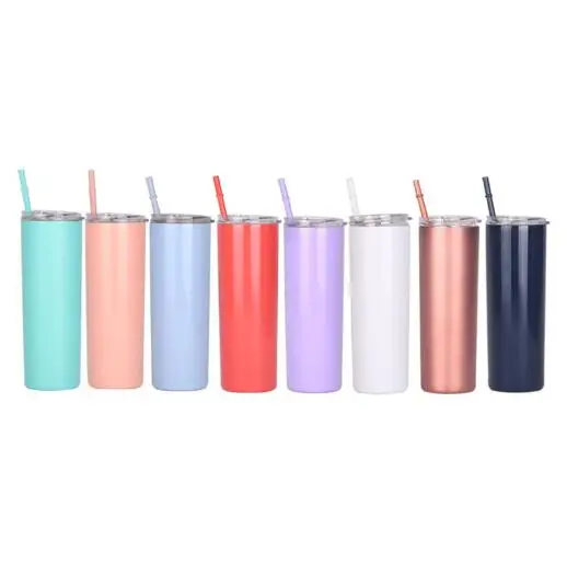 Stainless Steel Double Walled Tumbler with Straw 20oz Tumbler With Lid And Straw
