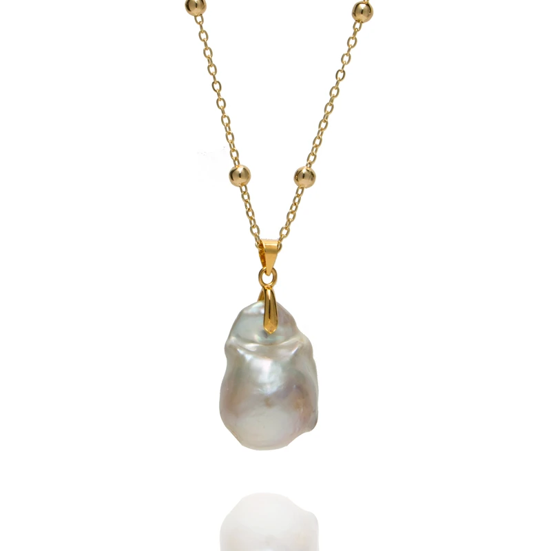 New design custom design simple 14k gold plated big baroque pearl pendant necklace for sale
New design custom design simple 14k gold plated big baroque pearl pendant necklace for sale