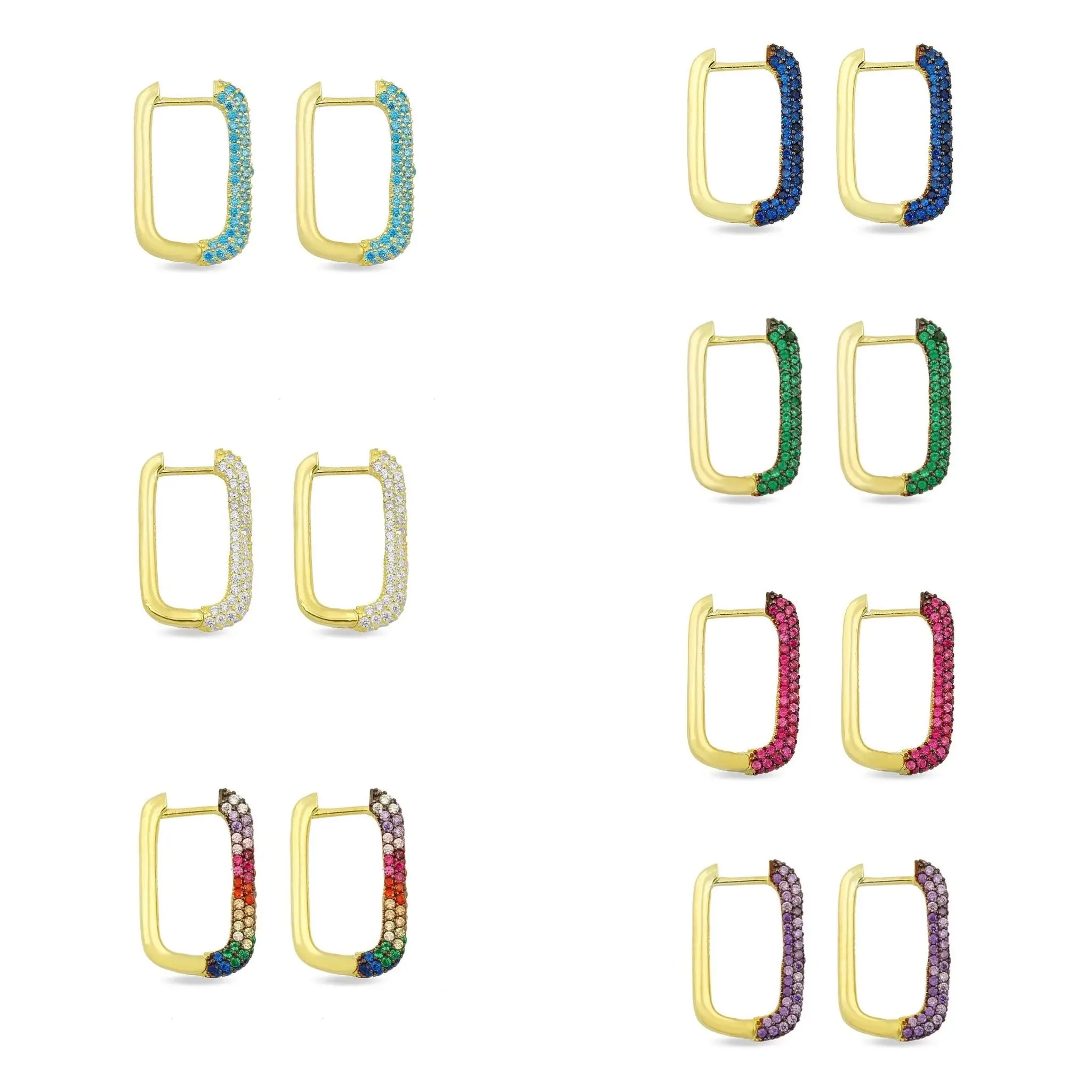 multi piercing Gold plated fashion women jewelry micro pave cz geometric rectangle colorful hoop earring, Picture
multi piercing Gold plated fashion women jewelry micro pave cz geometric rectangle colorful hoop earring, Picture