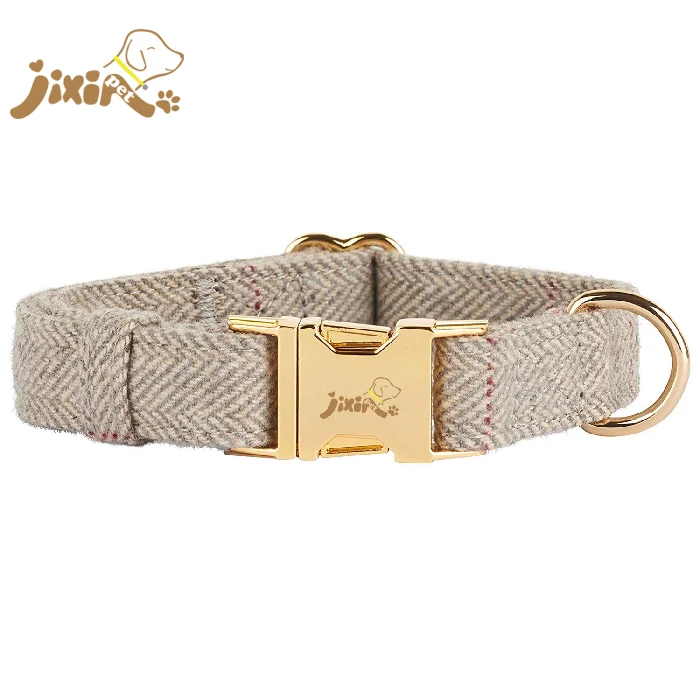 Double Layered Tweed Fabric Dog Collar With Metal Buckle, Dark grey, light grey, pink, black
Double Layered Tweed Fabric Dog Collar With Metal Buckle, Dark grey, light grey, pink, black