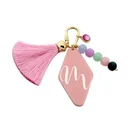 Key Beaded Creative Acrylic Motel Keychain Monogram Acrylic Key Chain Rhombic Resin Beaded Tassel Keytag