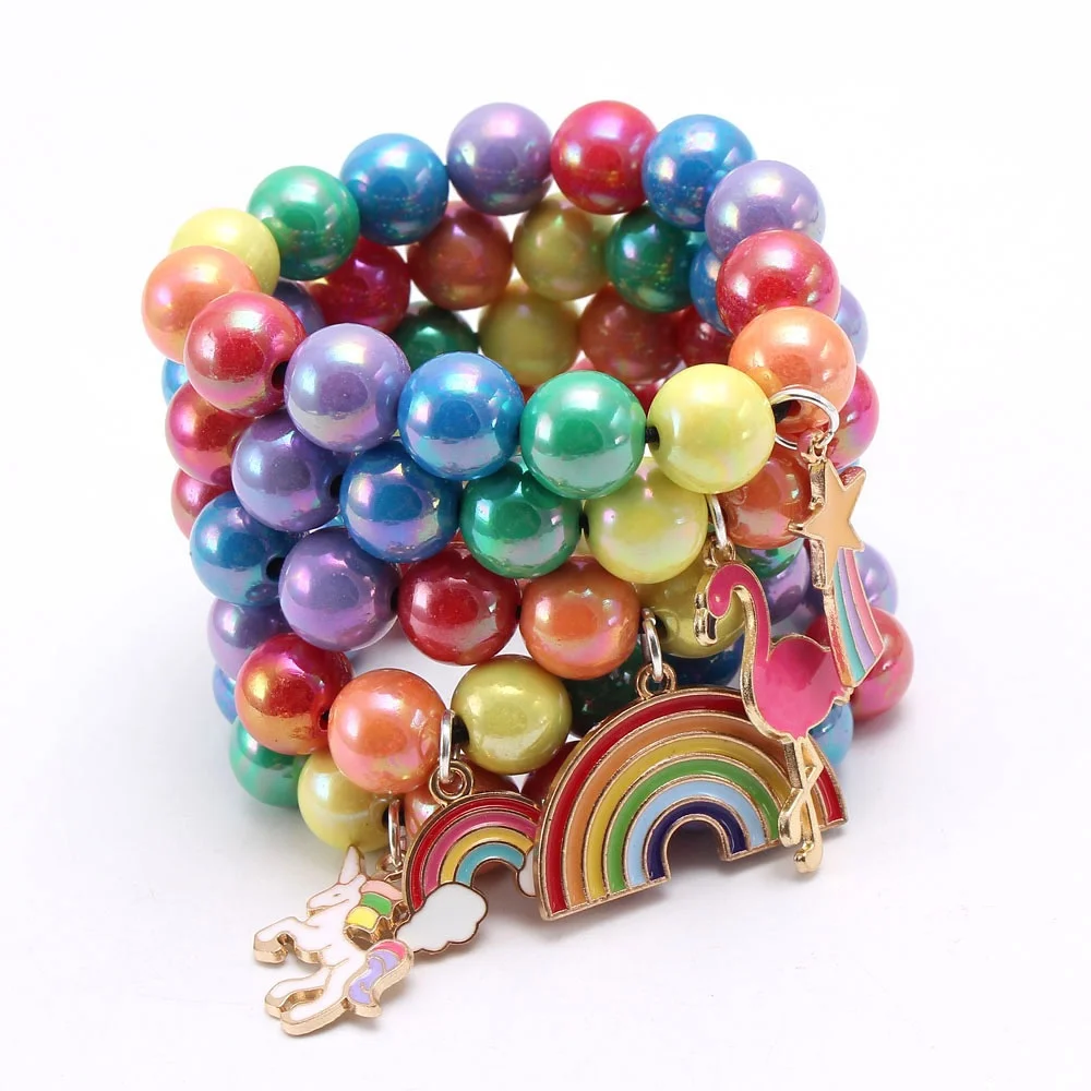 New Arrival Rainbow Beaded Children Bracelet Cute Drop Oil Alloy Pendant Bracelet For Party Gift, Many colors available
New Arrival Rainbow Beaded Children Bracelet Cute Drop Oil Alloy Pendant Bracelet For Party Gift, Many colors available