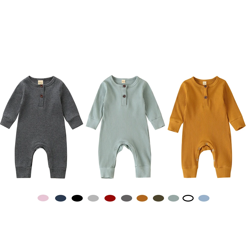 Wholesale Blank Ribbed Cotton Cuff Collar Button Baby Romper Jumpsuit Long Sleeve Baby Rompers Girl Boy Newborn Clothes, As picture 
Wholesale Blank Ribbed Cotton Cuff Collar Button Baby Romper Jumpsuit Long Sleeve Baby Rompers Girl Boy Newborn Clothes, As picture
