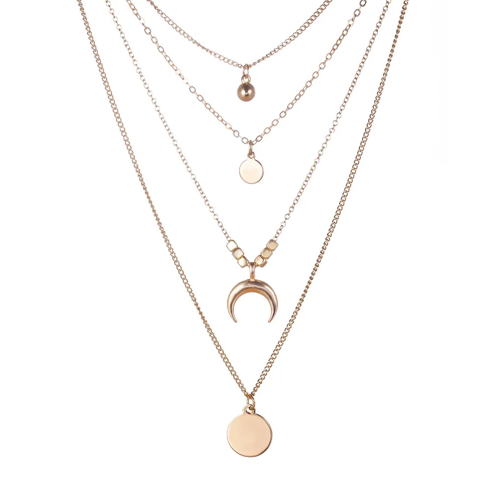 Hot Selling Fashion Moon Gold Silver Multilayer Pendant Bohemian Style Necklace Jewelry For Women, As picture
Hot Selling Fashion Moon Gold Silver Multilayer Pendant Bohemian Style Necklace Jewelry For Women, As picture