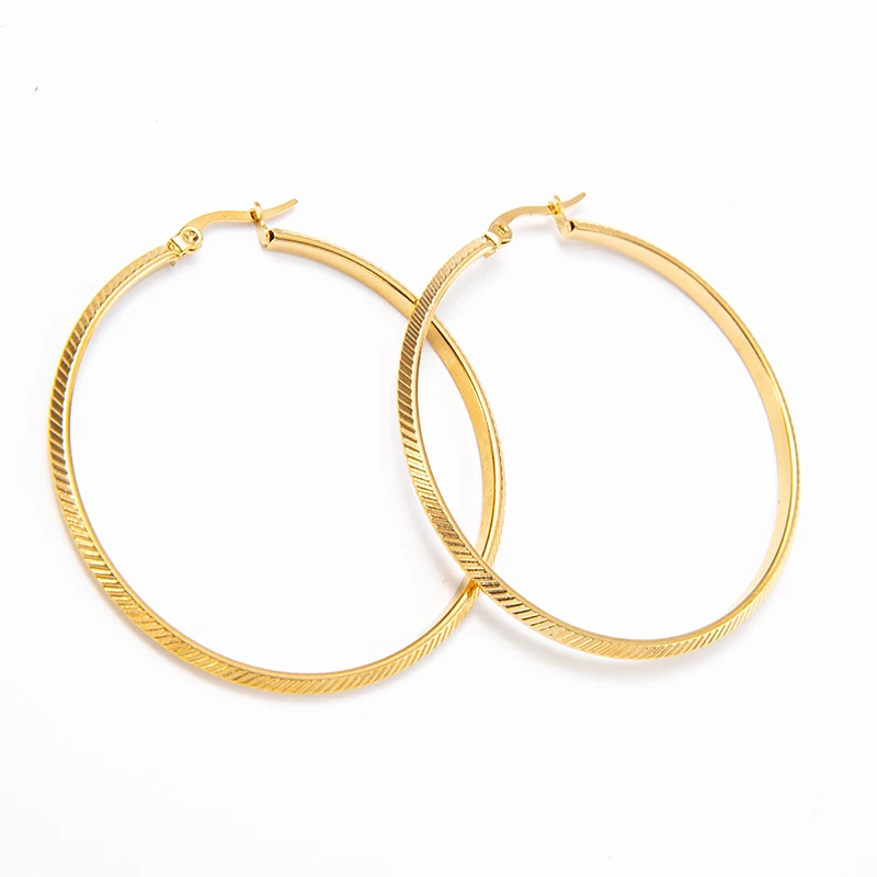 New Arrivals Stainless Steel Stripe Embossed Pattern Hoop Earrings Real Gold Plated Twist Spiral Line Circle Earring
New Arrivals Stainless Steel Stripe Embossed Pattern Hoop Earrings Real Gold Plated Twist Spiral Line Circle Earring