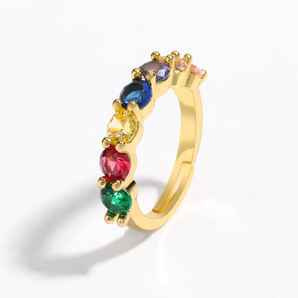 Real 18k Gold Plated Rainbow Crystal CZ Open Ring Adjustable Colorful Cubic Zircon Rings
Real 18k Gold Plated Rainbow Crystal CZ Open Ring Adjustable Colorful Cubic Zircon Rings