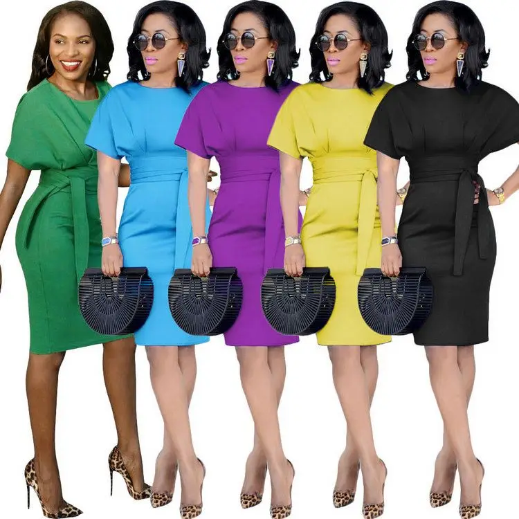2020 New Design Short Sleeve Round Neck Bowknot Belt Formal Lady Sexy Fashion Office Bodycon Dress, As shown
2020 New Design Short Sleeve Round Neck Bowknot Belt Formal Lady Sexy Fashion Office Bodycon Dress, As shown