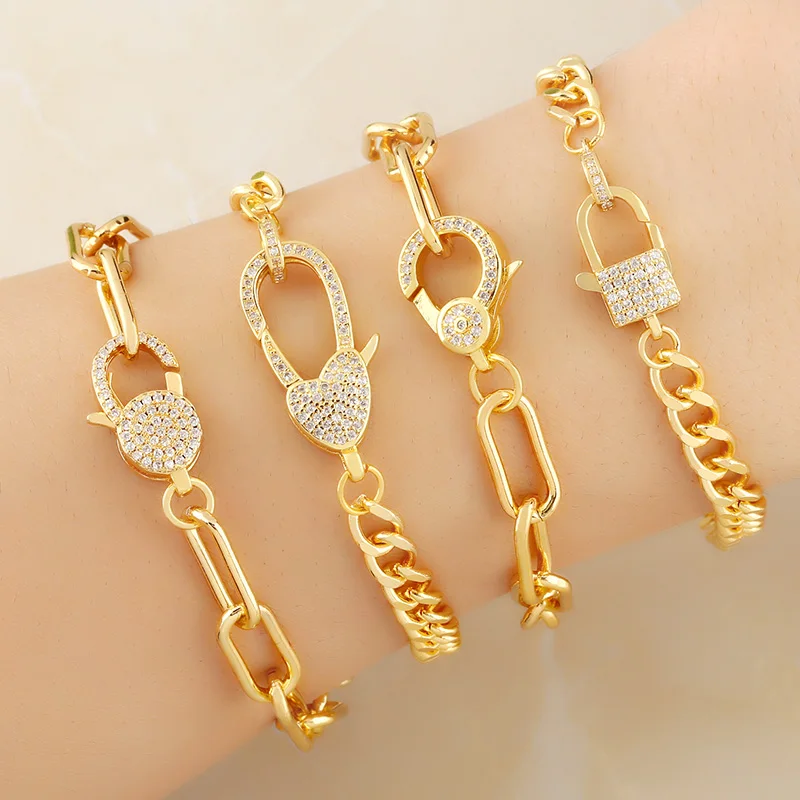 2020 CZ Gold Curb Link Chain Padlock Charm Bracelets Round Heart Lock Chain Women Men Chunky Chain Bracelet Gifts Jewelry, Gold color
2020 CZ Gold Curb Link Chain Padlock Charm Bracelets Round Heart Lock Chain Women Men Chunky Chain Bracelet Gifts Jewelry, Gold color