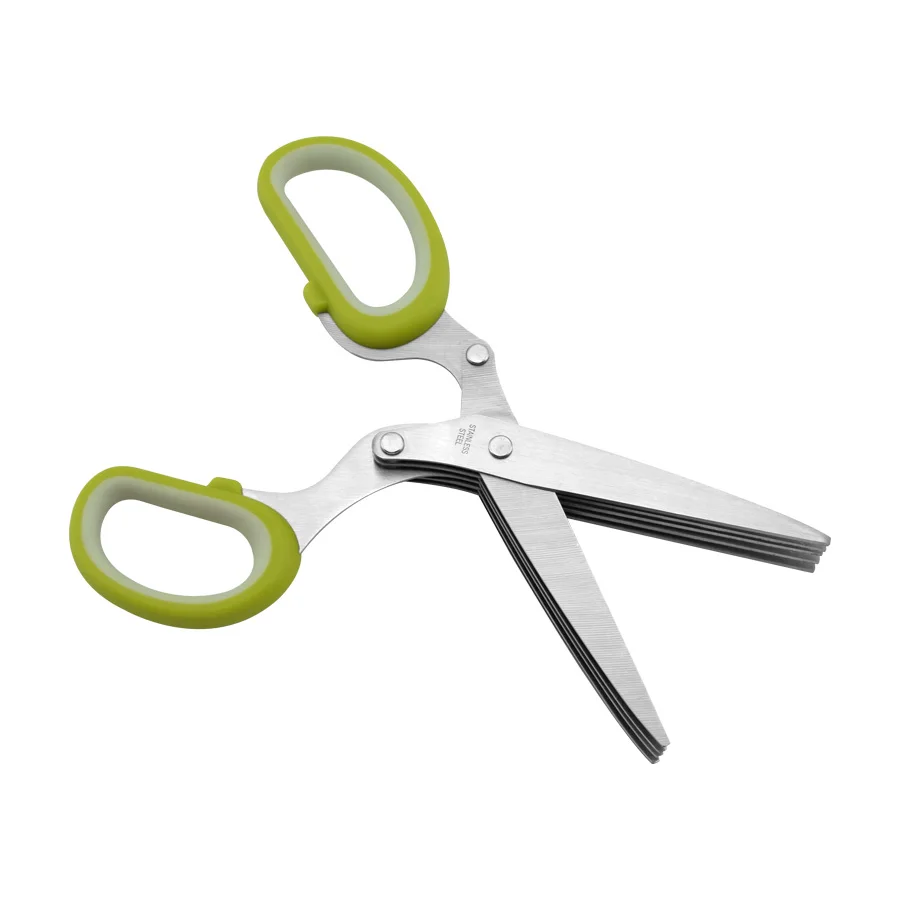 Anti-Slip TPR Coated Handle 5-Blades Kitchen Herb Scissors