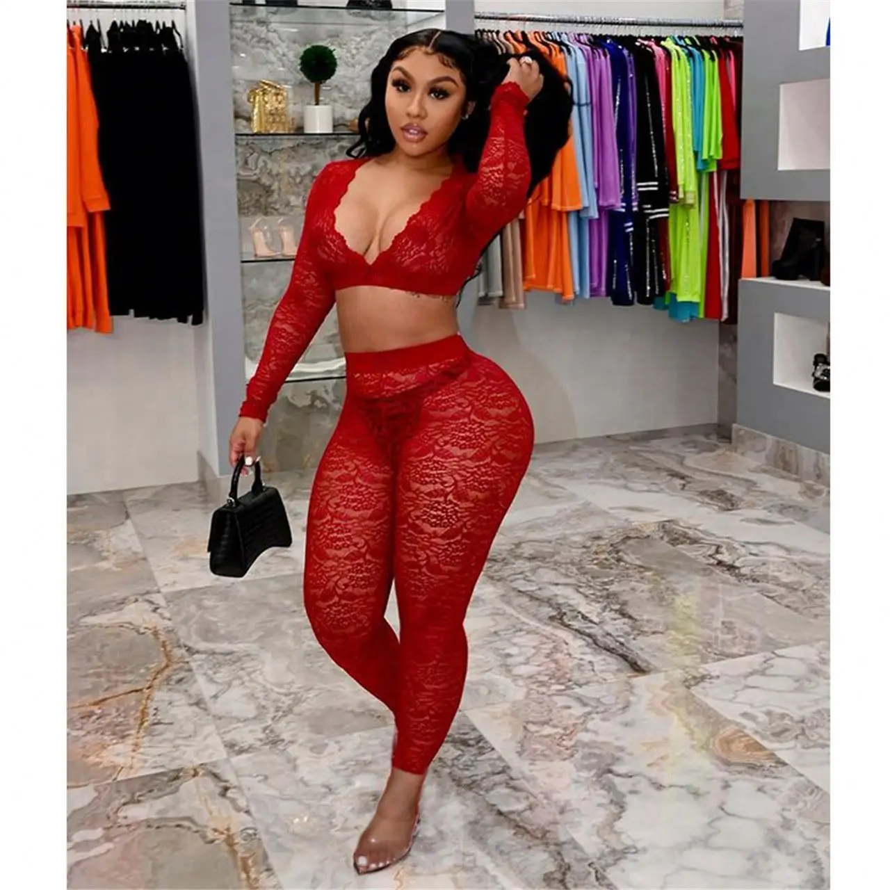 FREE SAMPLE JHTH Sexy lace v-neck two-piece set Solid color long sleeve outfit 2021 hot sale suit
FREE SAMPLE JHTH Sexy lace v-neck two-piece set Solid color long sleeve outfit 2021 hot sale suit