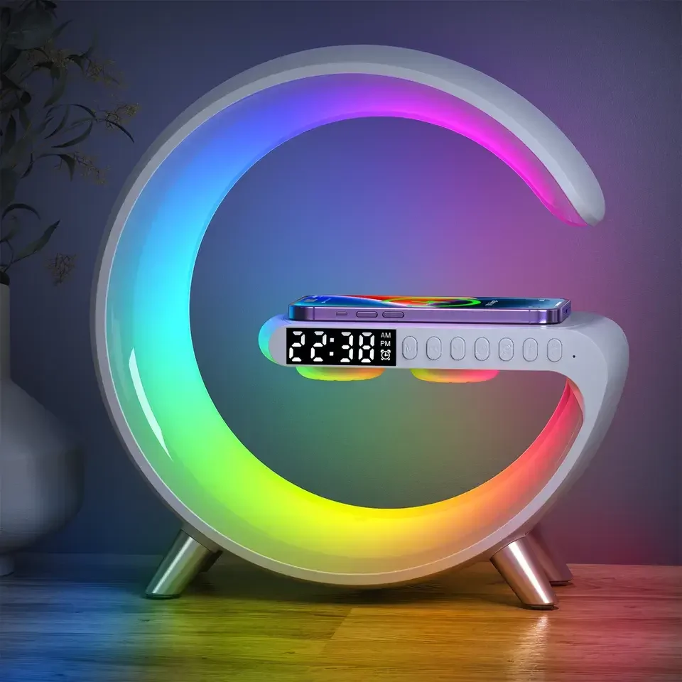 9 in 1 Big G Wireless Charger with speaker Alarm Clock Multi-function 15W Wireless Charger App Control Desk RGB Night Lamp
9 in 1 Big G Wireless Charger with speaker Alarm Clock Multi-function 15W Wireless Charger App Control Desk RGB Night Lamp