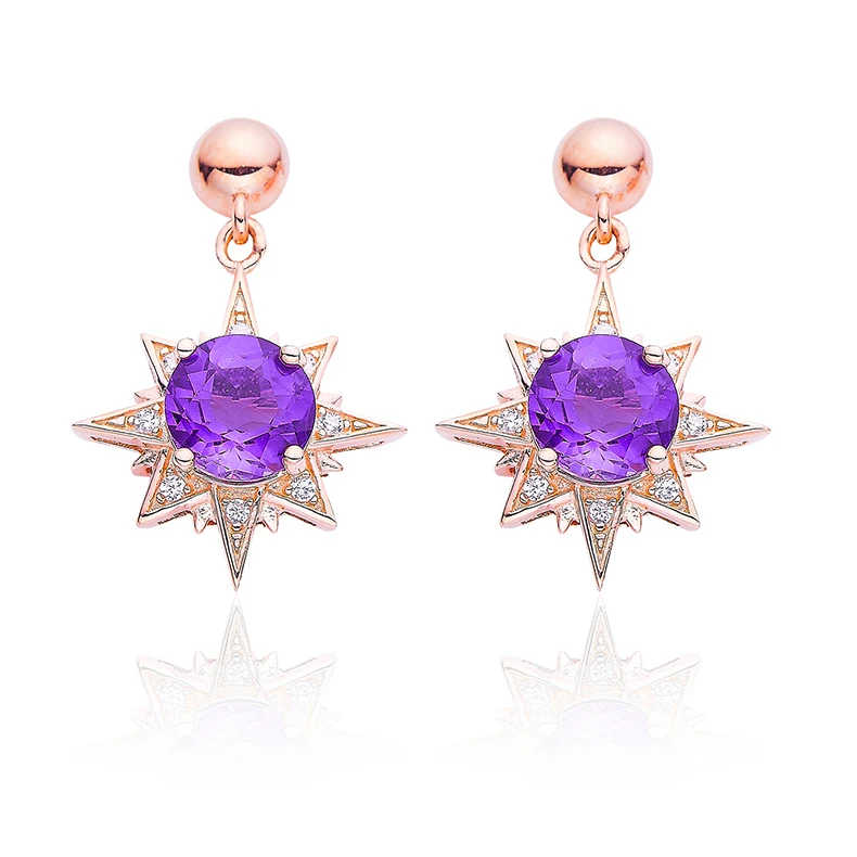 Luxury Jewelry Women Rose Gold 925 Silver Natural Gemstone Planet Purple Amethyst Stud Earrings
Luxury Jewelry Women Rose Gold 925 Silver Natural Gemstone Planet Purple Amethyst Stud Earrings