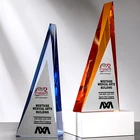 triangle crystal glass award pyramid trophy for engraved