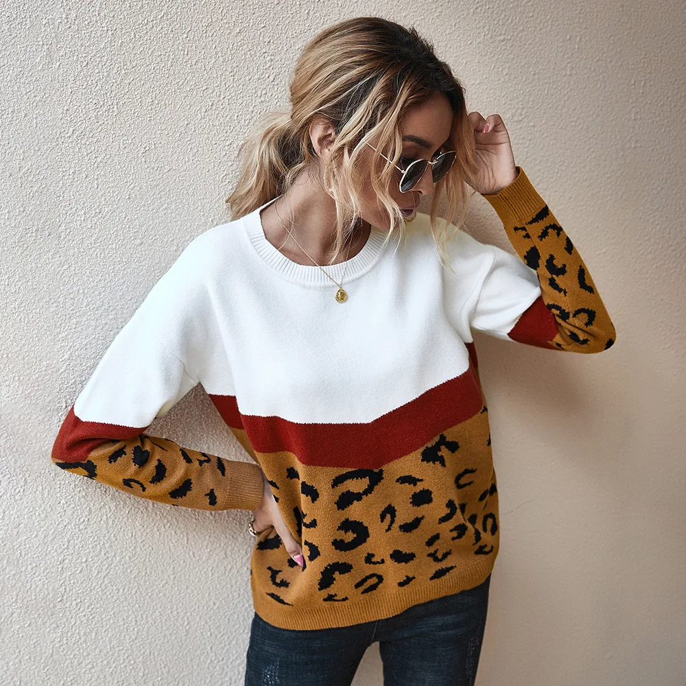 High Quality women's sweaters Autumn Winter Leopard Knitted Sweater Casual Long Sleeve plus size sweaters, Customized color
High Quality women's sweaters Autumn Winter Leopard Knitted Sweater Casual Long Sleeve plus size sweaters, Customized color