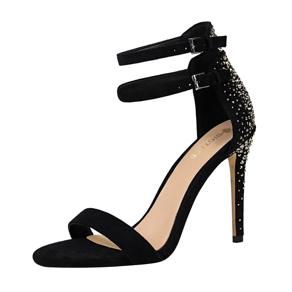 

9926-5 BIGTREE fashion summer banquet sexy Women's shoes open-toed Stiletto heels suede diamond female sandals