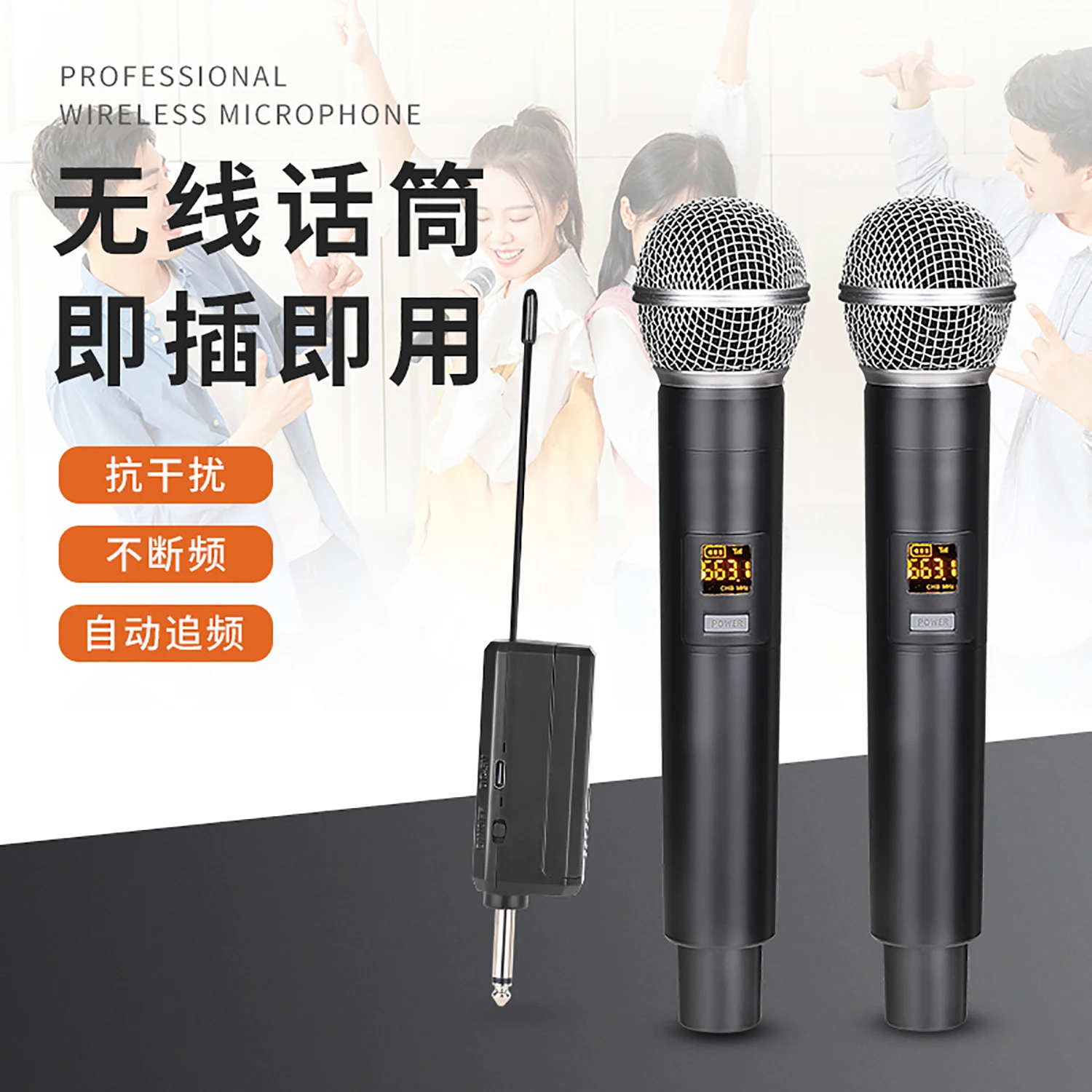 

GAW-58D Wireless UHF Dual Microphones Karaoke Speaker Performance Outdoor Audio DJ Singing KTV Conference With Receiver Mics