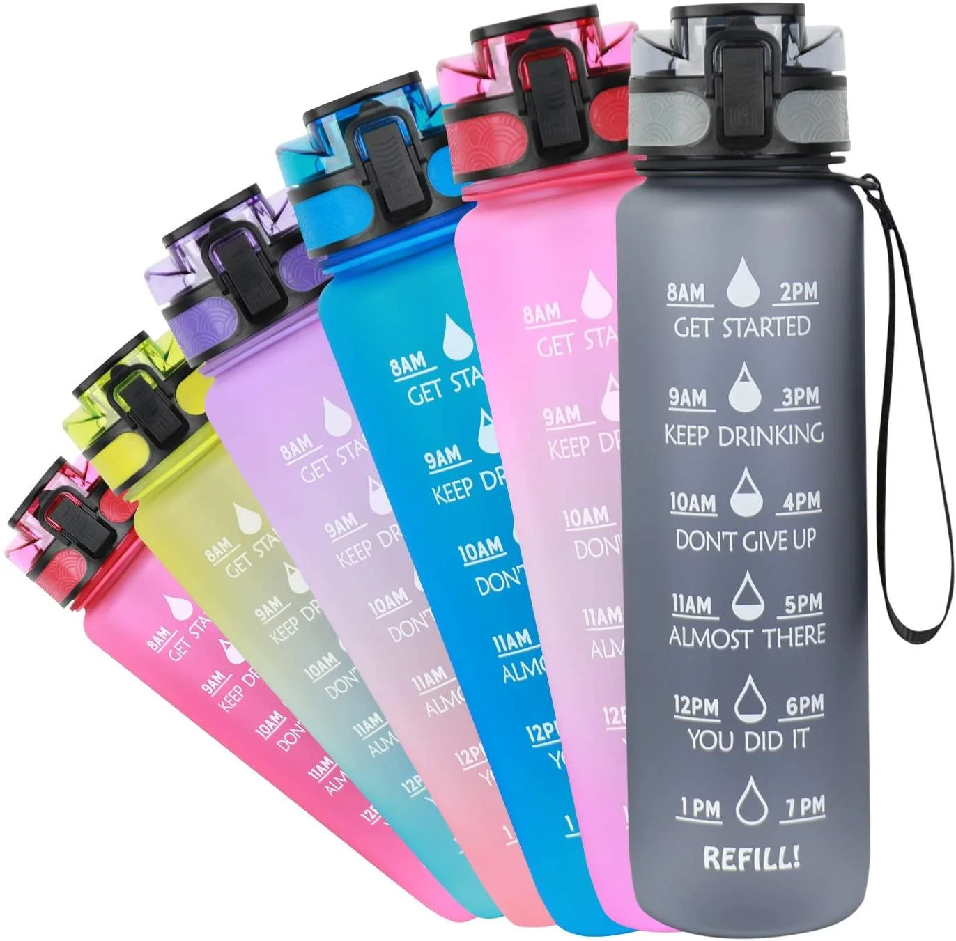 Miket Custom Logo Gradient PETG Water Bottle 1000ML Bottle Free Portable GYM Motivational Time Marker Water Bottle with Straw, Photo color
Miket Custom Logo Gradient PETG Water Bottle 1000ML Bottle Free Portable GYM Motivational Time Marker Water Bottle with Straw, Photo color