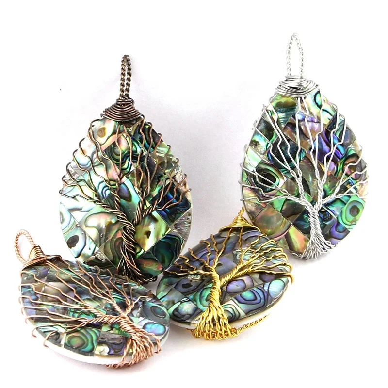 Hand Woven Tree Of Life Abalone Shell Pendant Necklace Water-drop Shell Creative Fashion Jewelry Women's Charm Hanging Accessory
Hand Woven Tree Of Life Abalone Shell Pendant Necklace Water-drop Shell Creative Fashion Jewelry Women's Charm Hanging Accessory