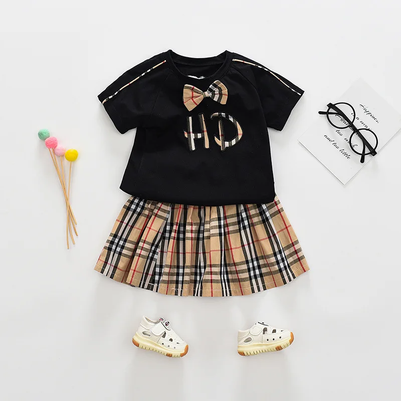 New Fashion Children Skirt Summer Short Sleeve T-shirt+Dress 2pcs Cotton Lattice Print Girl Clothing Set, 2colors
New Fashion Children Skirt Summer Short Sleeve T-shirt+Dress 2pcs Cotton Lattice Print Girl Clothing Set, 2colors
