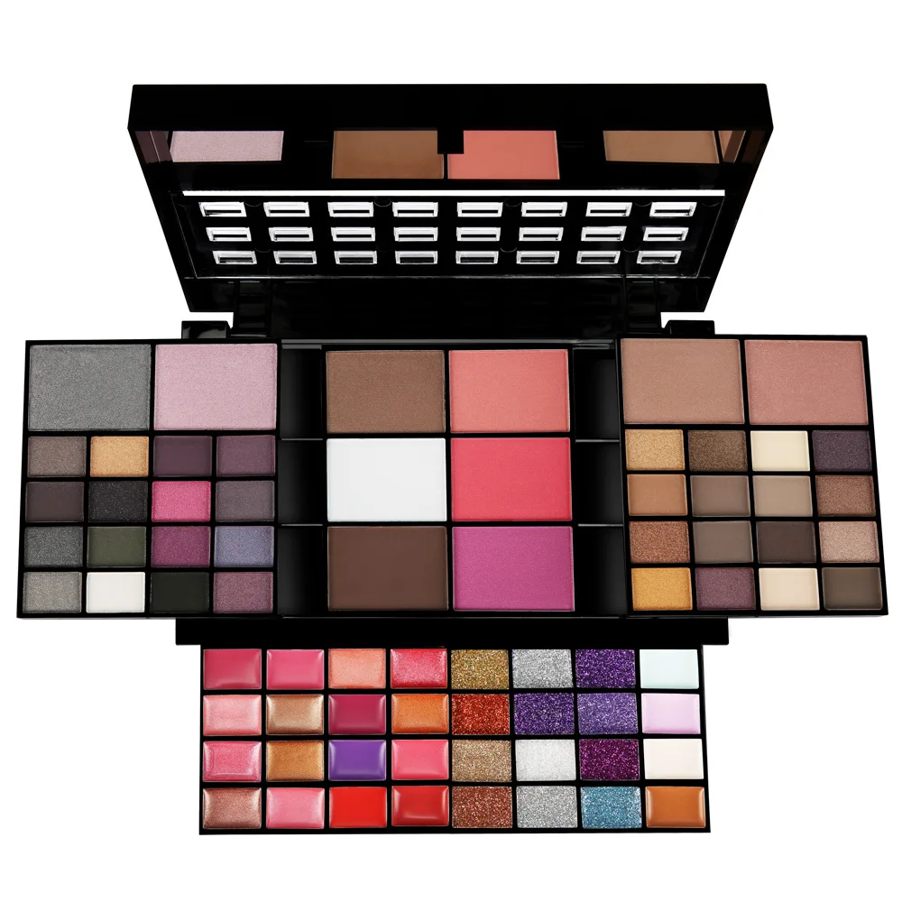 

High Pigment Makeup 74 Colors Custom Eyeshadow Palette Private Label With Blush, Lip Gloss