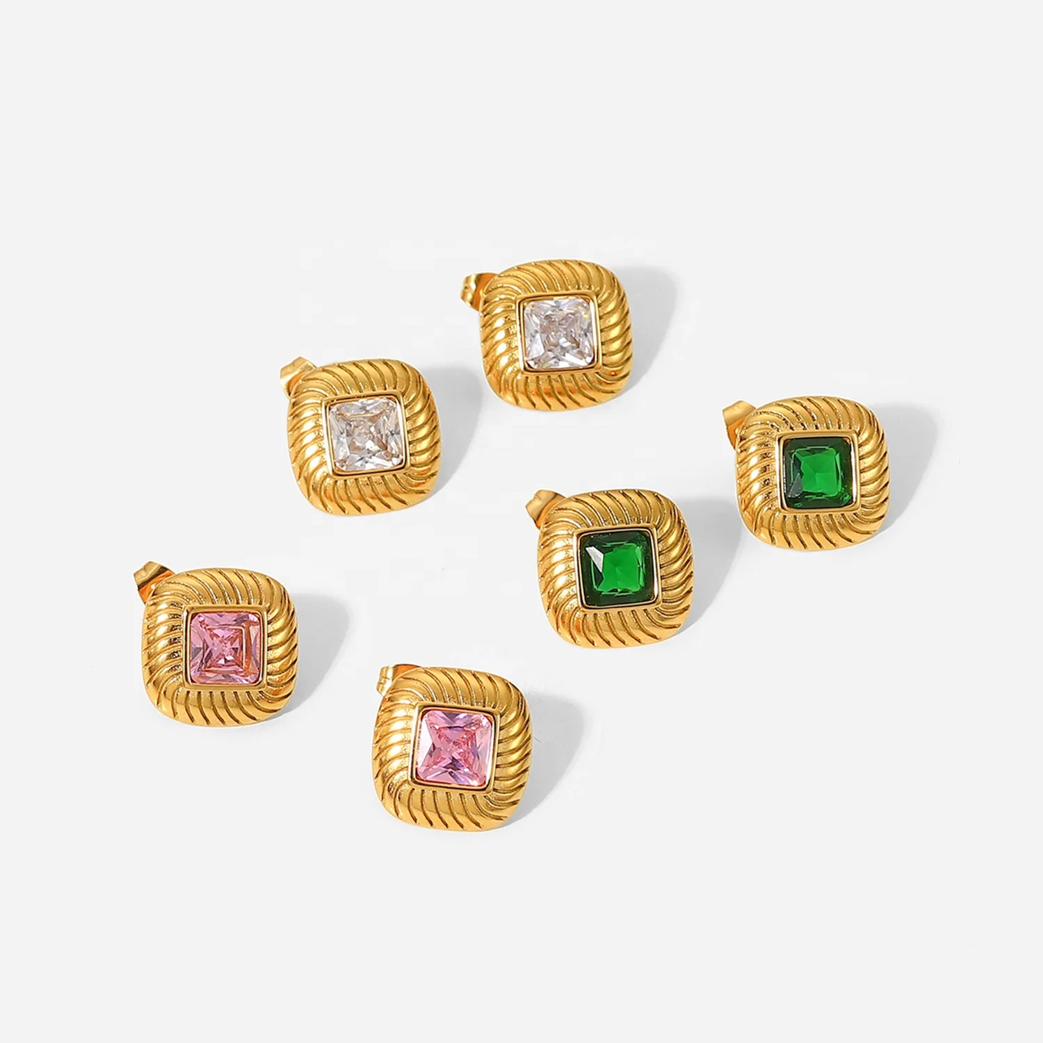 Square Button Colorful Zircon Stud Earring Gift Stainless Steel Green Cubic Zirconia Stud Earring
Square Button Colorful Zircon Stud Earring Gift Stainless Steel Green Cubic Zirconia Stud Earring