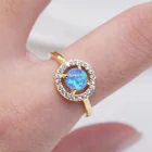 Hot selling gemstone jewelry rose gold pink blue opal ring best friend forever rings