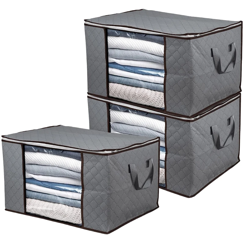 Large Capacity Clothes Storage Bag Organizer 90L with Reinforced Handle Thick Fabric for Blankets Bedding Foldable, Grey/black/blue
Large Capacity Clothes Storage Bag Organizer 90L with Reinforced Handle Thick Fabric for Blankets Bedding Foldable, Grey/black/blue