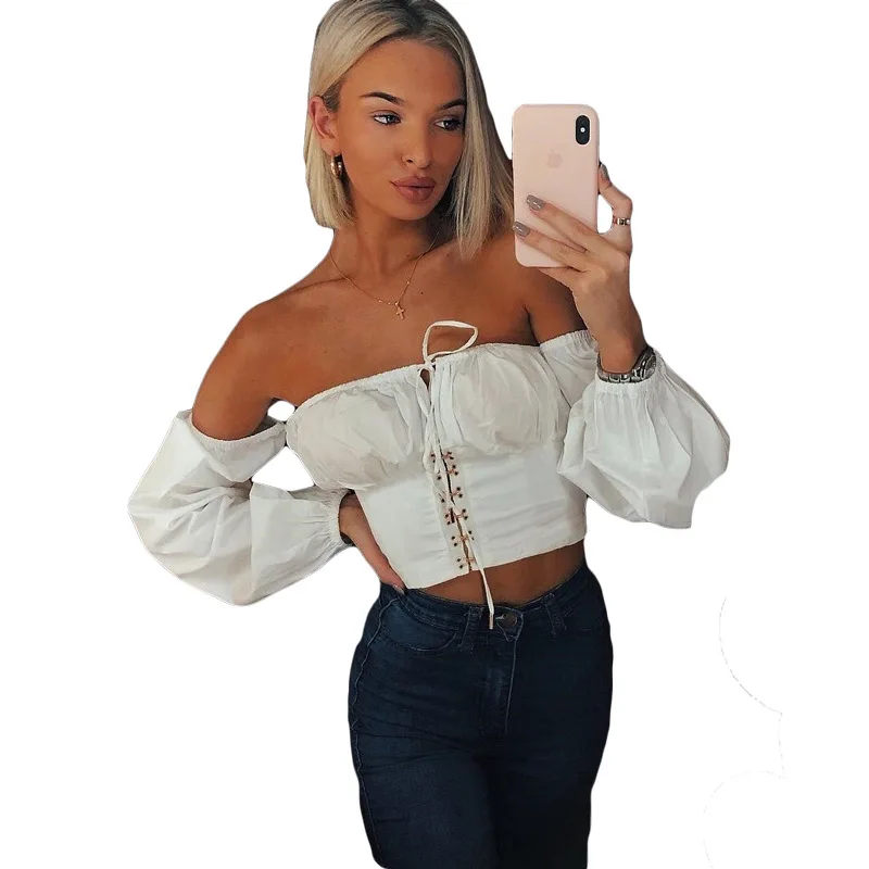 Fashion Women's Shoulder Long Sleeves Casual Single Breasted Crop Top Sexy Fashion T shirt Women
Fashion Women's Shoulder Long Sleeves Casual Single Breasted Crop Top Sexy Fashion T shirt Women