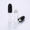 Bullet shaped black cap empty lip gloss tube with doe foot brush