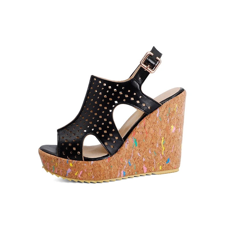 New Model Leisure Belt Buckle Summer Elegant Lady Sandals Wedges, Black/yellow
New Model Leisure Belt Buckle Summer Elegant Lady Sandals Wedges, Black/yellow