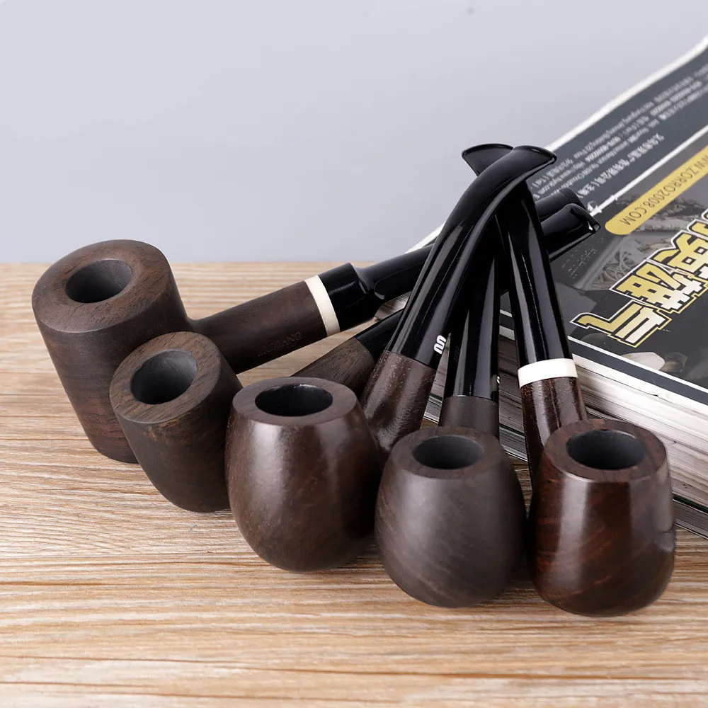 

Portable Chinese Long Handle Pipe Handmade Wood Curved Handle Cigarette Holder Tobacco Pipe Filter Accessories, Picture