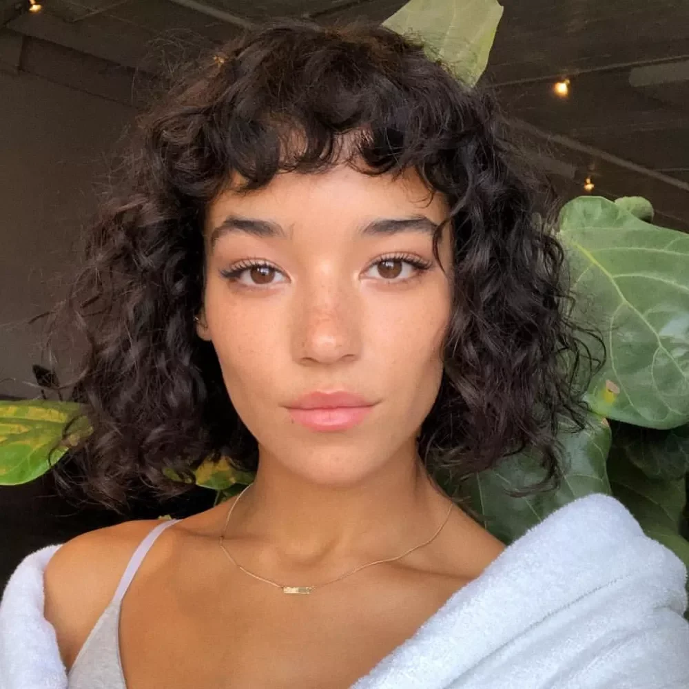 

Short Curly Wig Human hair Full Wigs For Black Women Peruvian Remy Bouncy Curly Water Wave Cute Bob Human Hair with Bangs Wig, Pictures showed colors