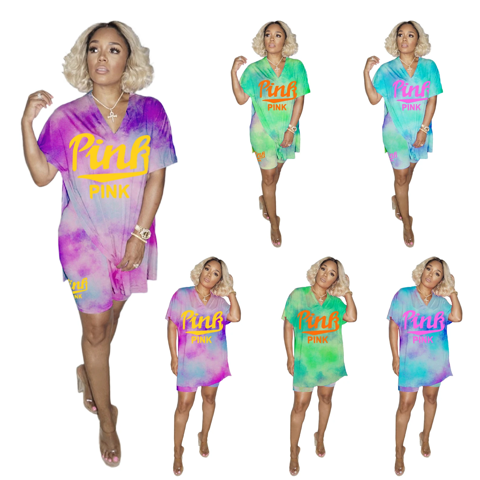 Summer 2021 Women's Letter Loose T-shirt and Skirt Bottoms 2 Piece Set Short Pant Set V-neck Two Piece Set
Summer 2021 Women's Letter Loose T-shirt and Skirt Bottoms 2 Piece Set Short Pant Set V-neck Two Piece Set