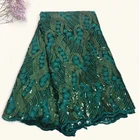 Embroidered 100% polyester africa sequin lace fabric embroidery for party dress