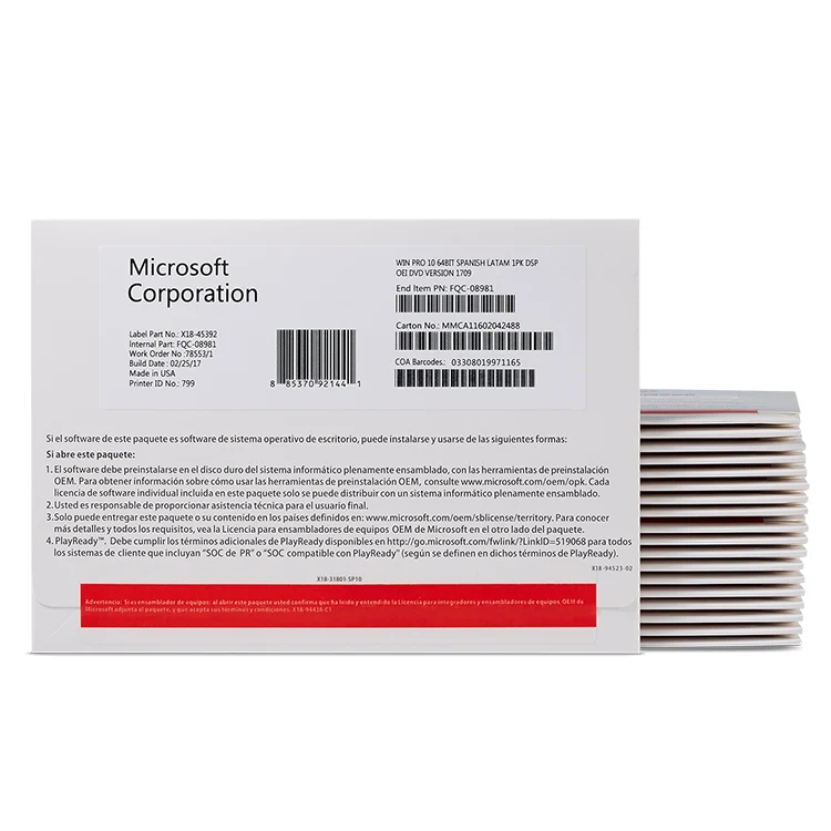 OEM Original Microsoft window 10 pro 64 bit dvd package FPP Key code Online activation
OEM Original Microsoft window 10 pro 64 bit dvd package FPP Key code Online activation