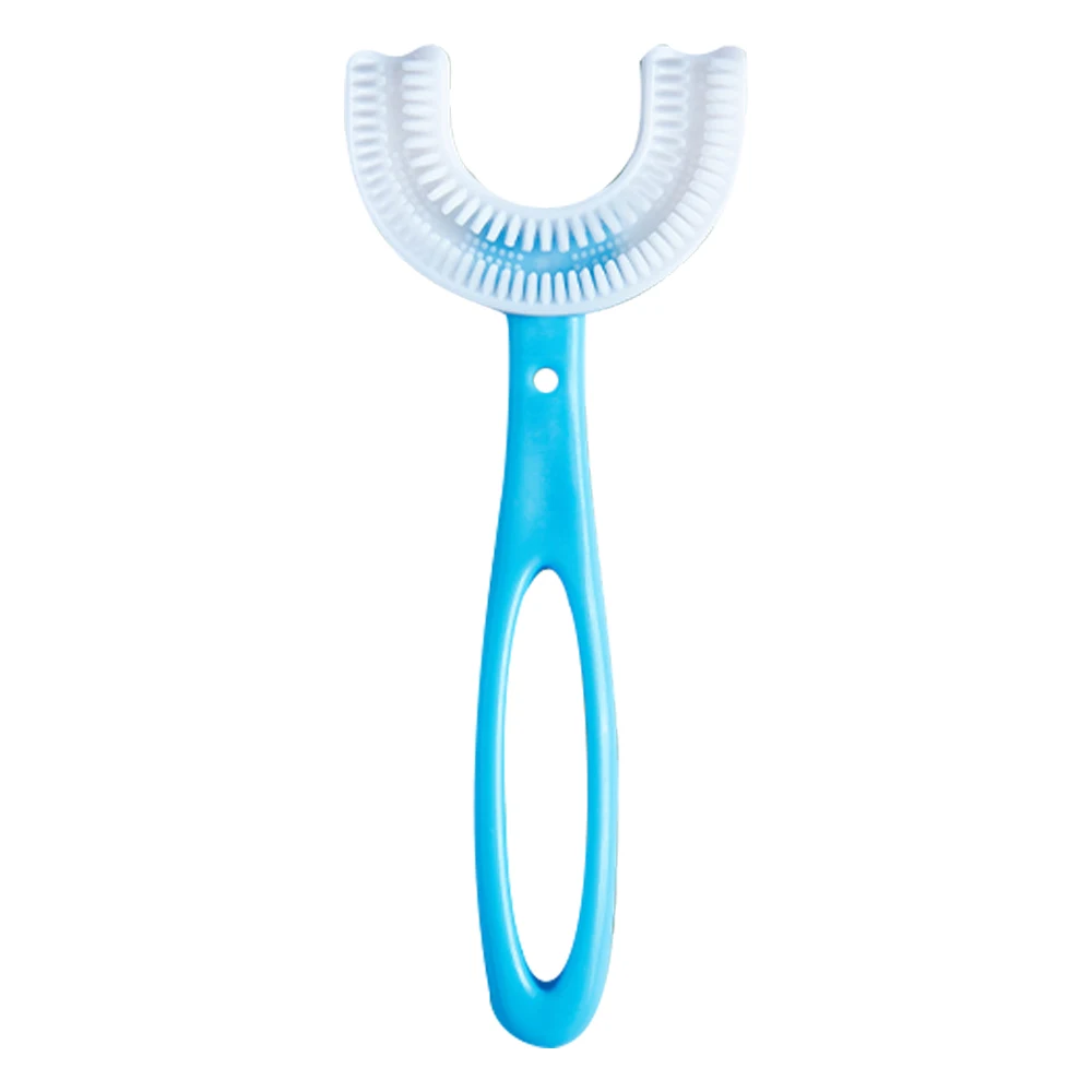 

Silicone Toothbrush 360 Degree U-shaped Kids Brush Teeth U-type manual mouth brush artifact for children, Blue pink