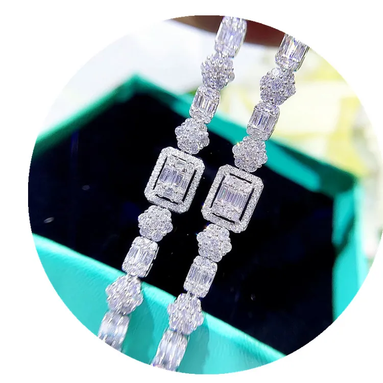 Exquisite Luxury Flower Square Diamond Shaped Adjustable length Bracelet Full Of Diamond Fashion 18K Solid Gold Women Bracelets, White
Exquisite Luxury Flower Square Diamond Shaped Adjustable length Bracelet Full Of Diamond Fashion 18K Solid Gold Women Bracelets, White