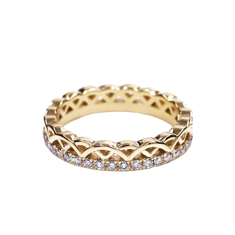 Tianyu real fine handmake 18k solid real yellow gold jewelry lab diamond stackable wedding ring band for lady 
Tianyu real fine handmake 18k solid real yellow gold jewelry lab diamond stackable wedding ring band for lady