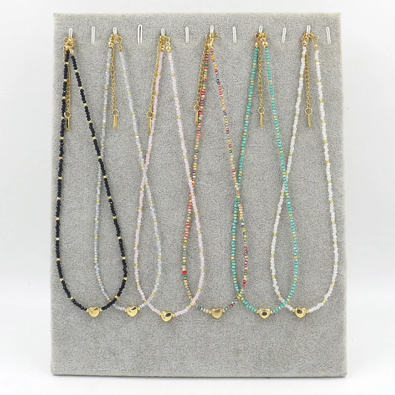Delicate Colorful Crystal Beaded Necklace Simple Gold-Plated Heart Collarbone Chain For Women
Delicate Colorful Crystal Beaded Necklace Simple Gold-Plated Heart Collarbone Chain For Women