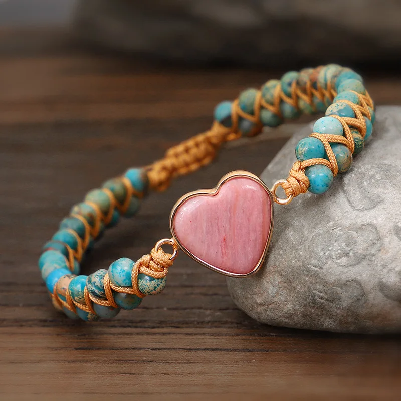 Handmade Natural Pink Heart Boho Braided Beads Bracelet Stylish Wrap Bracelets Natural Stone Friendship Bracelet (KB8467), As picture
Handmade Natural Pink Heart Boho Braided Beads Bracelet Stylish Wrap Bracelets Natural Stone Friendship Bracelet (KB8467), As picture