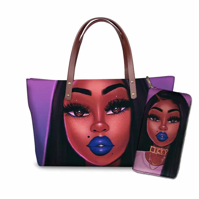 Custom 2pcs large Africa ladies womens handbags and purses set canvas black girl handbags
Custom 2pcs large Africa ladies womens handbags and purses set canvas black girl handbags